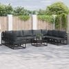 vidaXL Garden Sofa Set with Cushion 9 pcs Black Aluminium