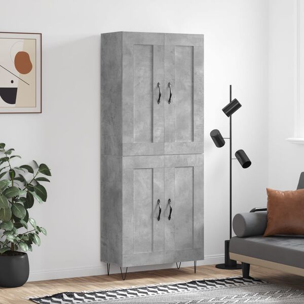 vidaXL Highboard Concrete Grey 69.5x34x180 cm Engineered Wood