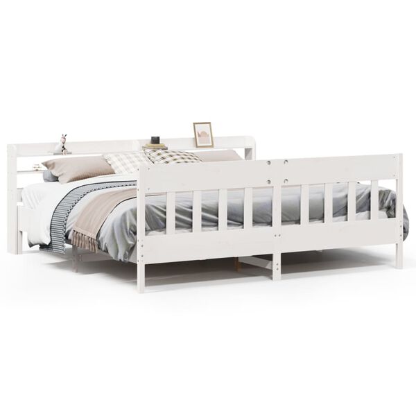 vidaXL Bed Frame without Mattress White 200x200 cm Solid Wood Pine