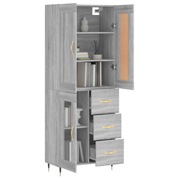 vidaXL Highboard Grey Sonoma 69.5x34x180 cm Engineered Wood