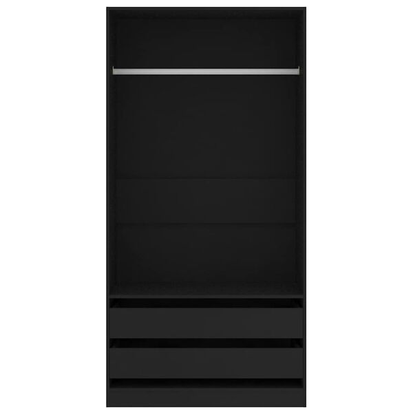 vidaXL Wardrobe Black 100x50x200 cm Engineered Wood