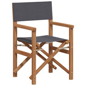vidaXL Director Chair Grey Solid Teak Wood