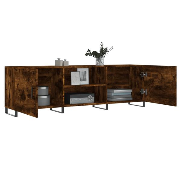 vidaXL TV Cabinet Smoked Oak 150x30x50 cm Engineered Wood