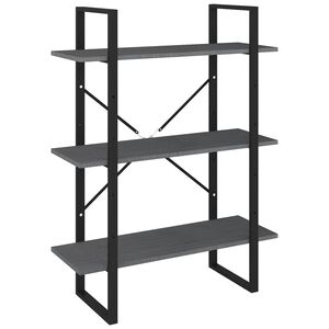 vidaXL 3-Tier Book Cabinet Grey 80x30x105 cm Solid Wood Pine