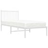 vidaXL Metal Bed Frame without Mattress with Headboard White 80x200cm