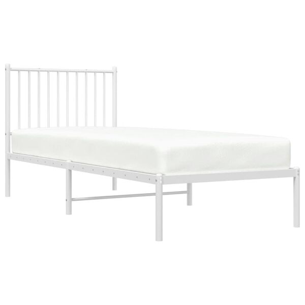 vidaXL Metal Bed Frame without Mattress with Headboard White 80x200cm