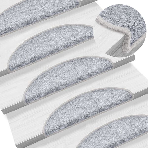 vidaXL Stair Mats 10 pcs 56x17x3 cm Light Grey Half Round