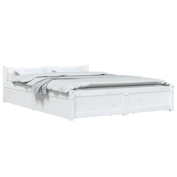 vidaXL Bed Frame without Mattress with Drawers White 140x200 cm (815045+815000)
