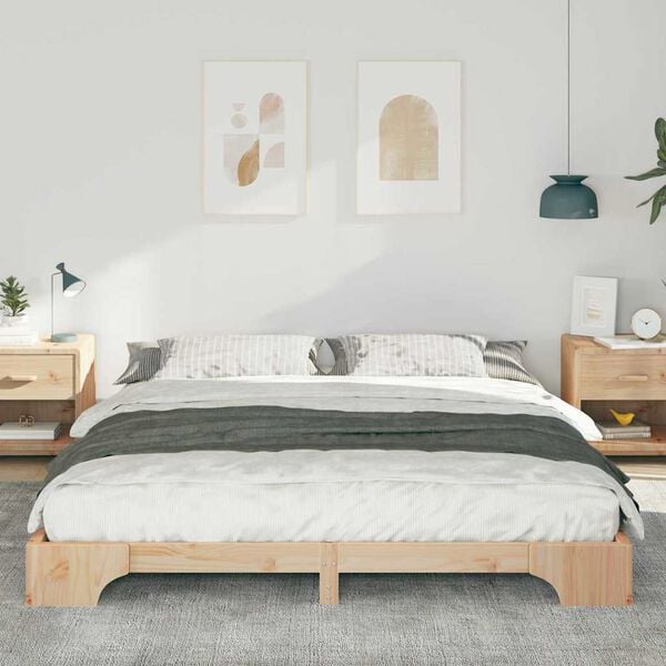vidaXL Bed Frame Brown 180 x 210 cm Solid Pine Wood