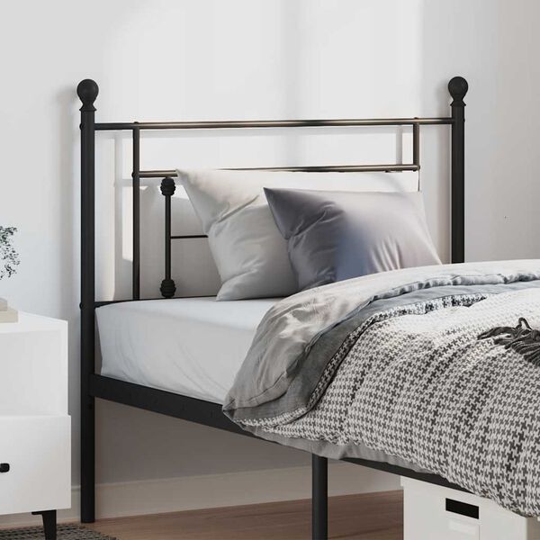 vidaXL Metal Replace Headboard Black 100 cm