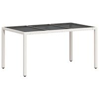 vidaXL Garden Table with Glass Top White 150x90x75 cm Poly Rattan