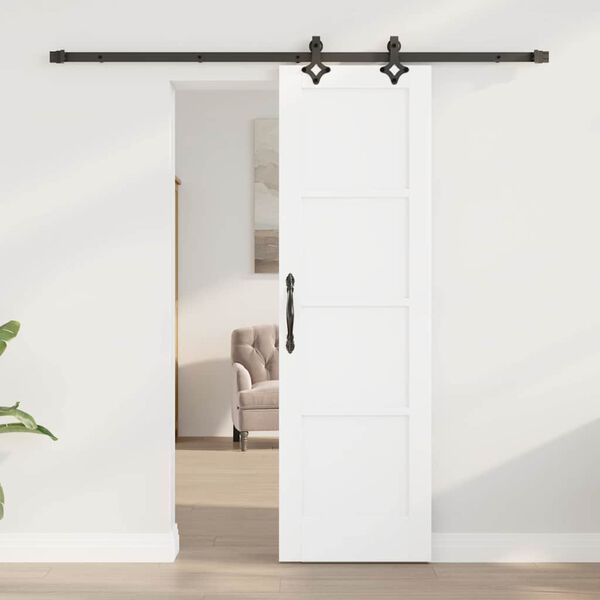 vidaXL Sliding Door White and Black 61 x 198.5 cm Solid Pine Wood