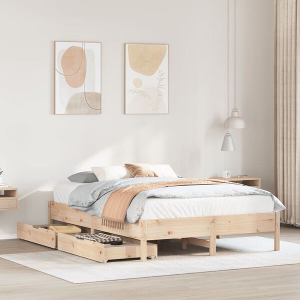 vidaXL Bed Frame without Mattress 150x200 cm King Size Solid Wood Pine