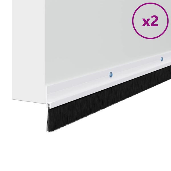 vidaXL Screw-on Door Brush Seals 2 pcs White 100 cm Aluminium Alloy