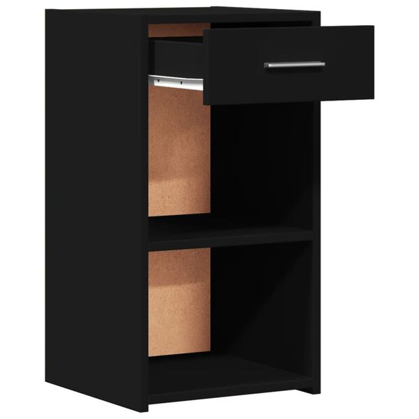 vidaXL Bedside Cabinet Black 35x34x65 cm Engineered Wood