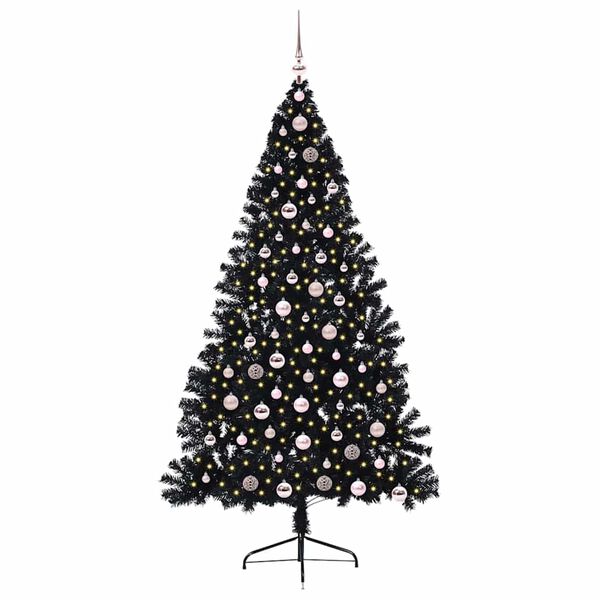vidaXL Artificial Pre-lit Christmas Tree Black 210 cm PVC