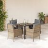 vidaXL 5 Piece Garden Dining Set with Cushions Beige Poly Rattan