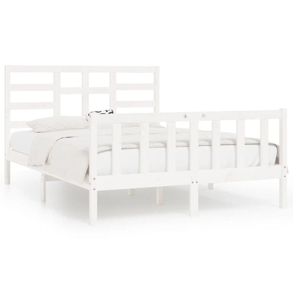 vidaXL Bed Frame without Mattress White 140x200 cm Solid Wood Pine