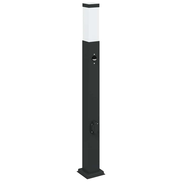 vidaXL Bollard Light with Sensor&Outlet 80 cm Black IP44