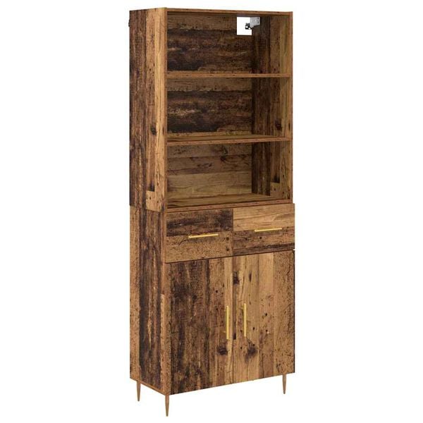 vidaXL Highboard Old Wood 69.5 x 34 x 180 cm Engineered Wood
