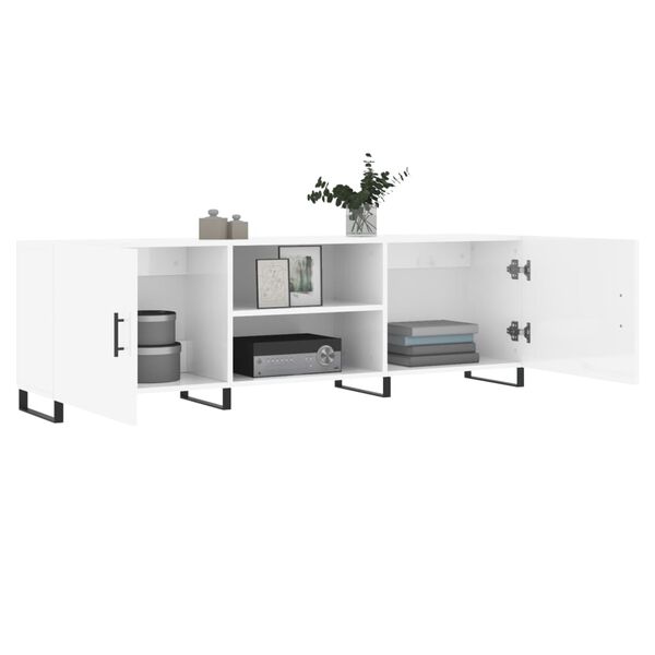 vidaXL TV Cabinet High Gloss White 150x30x50 cm Engineered Wood