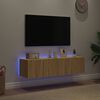 vidaXL TV Wall Cabinets with LED Lights 2 pcs Sonoma Oak 60x35x31 cm
