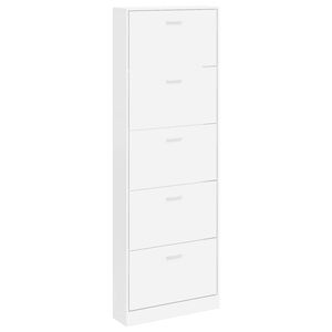 White Wooden Shoe Cabinet with 5 Compartments