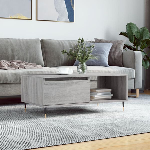 vidaXL Coffee Table Grey Sonoma 90x50x36.5 cm Engineered Wood