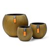 Capi 3 Piece Ball Vase Set Groove Gold