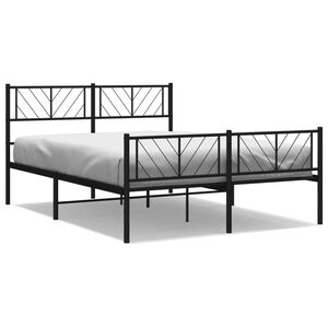 vidaXL Metal Bed Frame without Mattress with Footboard Black 140x190cm