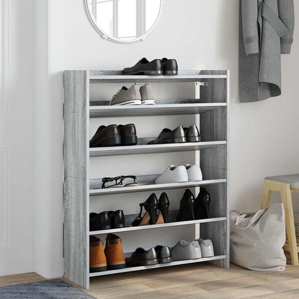 vidaXL Shoe Rack Grey Sonoma 80x25x100 cm Engineered Wood