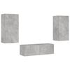 vidaXL 3 Piece TV Wall Cabinets with LED Lights Concrete Grey