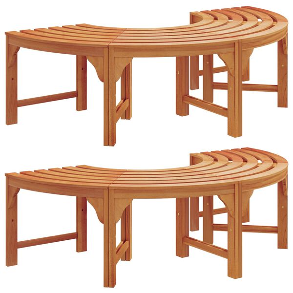 vidaXL Tree Bench 2 pcs Brown 160 x 160 x 45cm Solid Eucalyptus wood