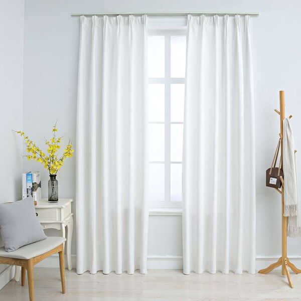 vidaXL Blackout Curtains with Hooks 2 pcs Off White 140x245 cm