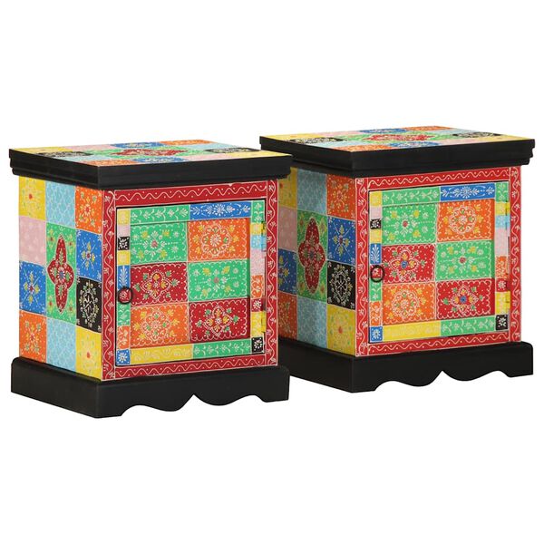 vidaXL Bedside Cabinet 2 pcs Multicolour 40x35x45 cm Solid Wood Mango