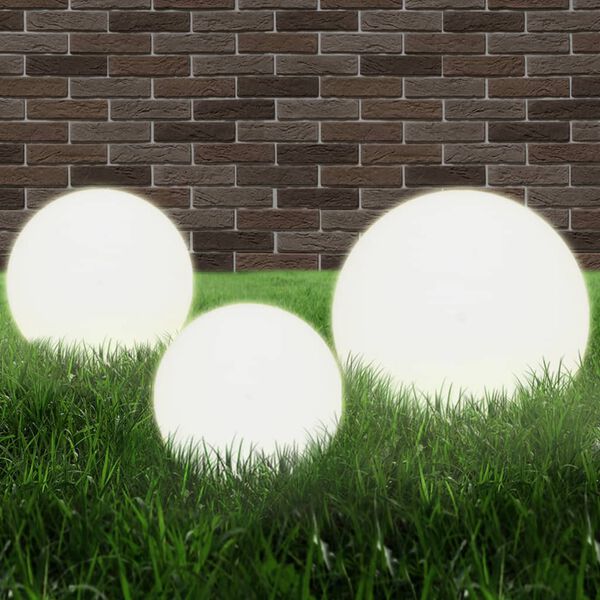 vidaXL LED Bowl Lamp Set 3 Pieces Spherical 20/30/40 cm PMMA