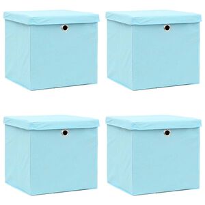 vidaXL Storage Box | Set of 4 | Baby Blue | Non-Woven Fabric (100% Polyester)