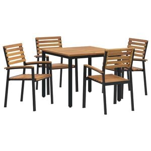 vidaXL Garden Dining Set 5 pcs Black Solid Acacia Wood