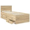 vidaXL Daybed Manual Sonoma Oak and Black 90 x 200 cm Engineered Wood