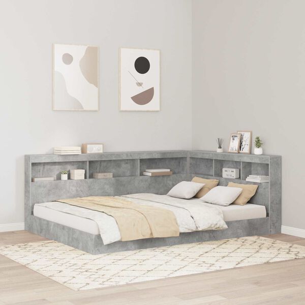 vidaXL Bookcase Bed Concrete grey 160 x 200 cm Engineered wood