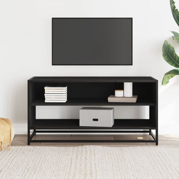 vidaXL TV Cabinet Black 91x40x46 cm Engineered Wood and Metal