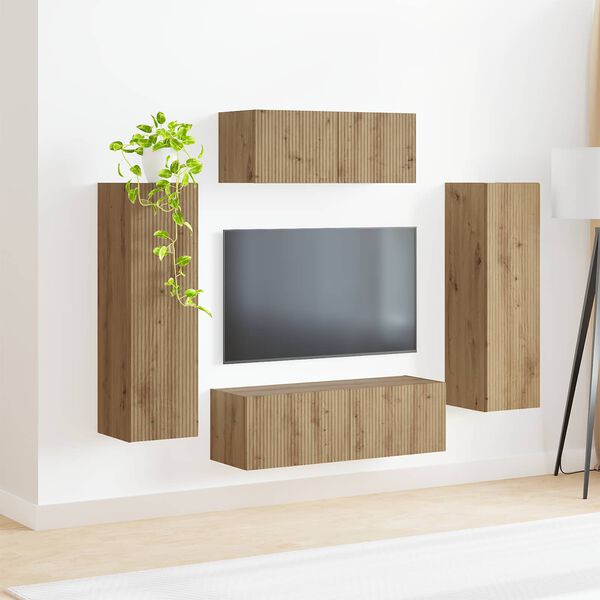 vidaXL TV Cabinet Set Wall-mounted 3 pcs Artisan Oak Engineered Wood