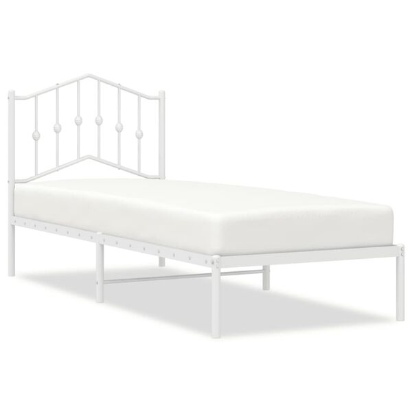 vidaXL Metal Bed Frame without Mattress with Headboard White 90x200cm