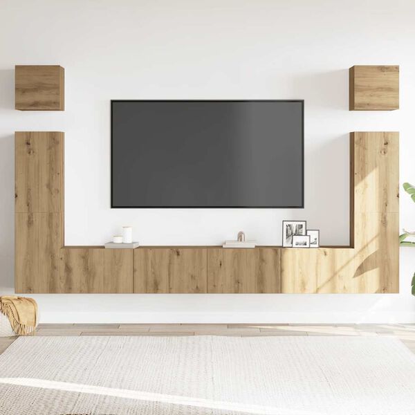 vidaXL 6 Piece TV Cabinet Set Wall-mounted Artisan Oak Engineered Wood