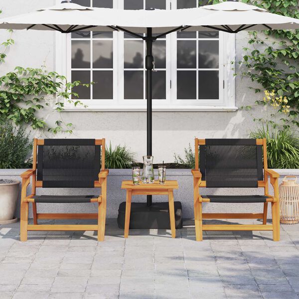 vidaXL Garden Chairs with Table 3 pcs Black Solid Acacia wood