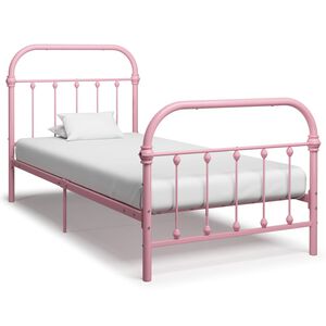 vidaXL Bed Frame without Mattress Pink Metal 90x200 cm