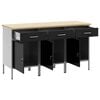 vidaXL Work Cabinet with Drawer 3 pcs Black and Grey 150 x 55 x 85 cm