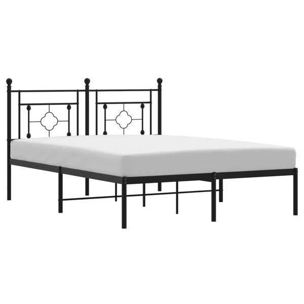 vidaXL Metal Bed Frame without Mattress with Headboard Black 135x190cm