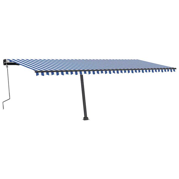 vidaXL Freestanding Manual Retractable Awning 600x350 cm Blue/White