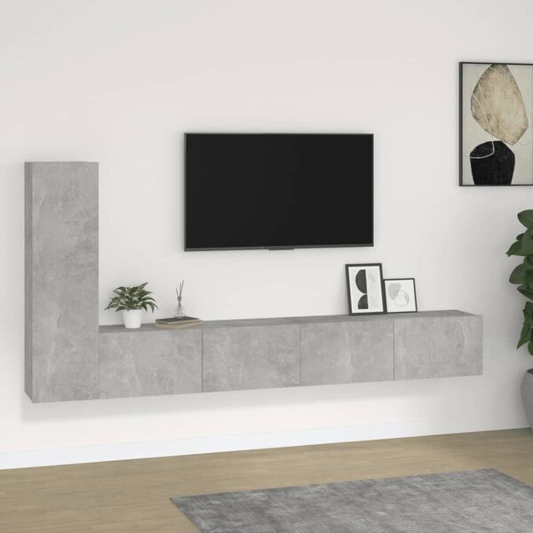 vidaXL 3 Piece TV Cabinet Set Concrete Grey Engineered Wood